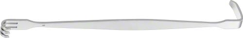 SENN-MILLER (BABY) Wound Retractor (With Prong), 155 mm (6 1/8"), 1 side sharp/1 side blunt, 3 prongs, blunt, 8 x 7 mm, 22 x 7 mm, non-sterile, reusable