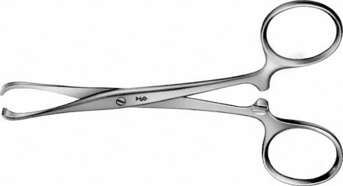 TUFFIER Tissue Grasping Forceps, straight, 125 mm (5"), toothed (5x6), sharp, screw lock, with ratchet, non-sterile, reusable