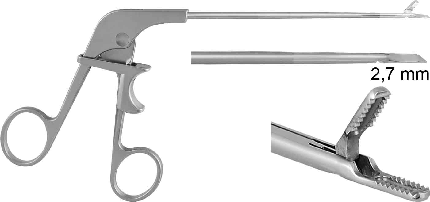 GRASPING FORCEPS CUPPED, SERRATED STRAIGHT, Ø 2,7MM, LOCK HANDLE 12,5CM