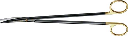 NELSON-METZENBAUM (MC INDOE) NOIR WAVECUT TC Dissecting Scissors, curved, 230 mm (9"), wave cut, blunt/blunt, black, non-sterile, reusable