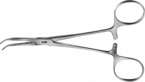DANDY Hemostatic Forceps, curved to side, 140 mm (5 1/2"), delicate, blunt, non-sterile, reusable