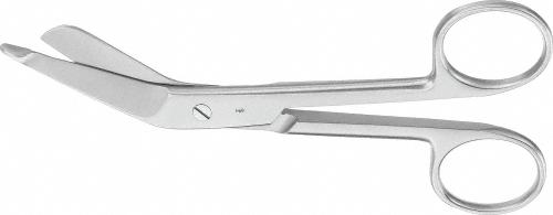 LISTER Bandage- And Cloth Scissors, angled to side, 140 mm (5 1/2"), 1 blade probe pointed, non-sterile, reusable