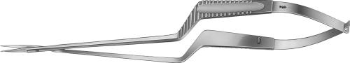 Micro scissors, straight, 190 mm (7 1/2"), bayonet-shaped, sharp/sharp, flat handle, non-sterile, reusable