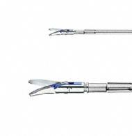 METZENBAUM (MINI) ADTEC BIPOLAR Dissecting Scissors, jaw inserts, bipolar, curved to left, 220 mm (8 3/4"), diam. 5 mm, jaw length: 14 mm, blunt/blunt, double action, non-sterile, reusable