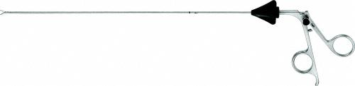 MINOP Micro scissors, complete instrument, w/o HF connection, straight, working length: 265 mm (10 1/2"), diam. 2 mm, serrated (one blade), blunt/blunt, with tubular shaft, rotatable, ring handle, double action, consisting of FF432R, FF433R, FF436R, de...