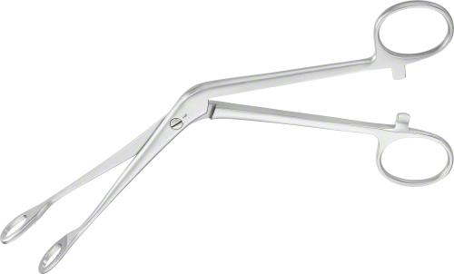 TOENNIS Tumor Forceps, 45 °, angled, 200 mm (8"), working length: 100 mm (4"), serrated, with ratchet, large, Size 3, width: 13 mm, non-sterile, reusable