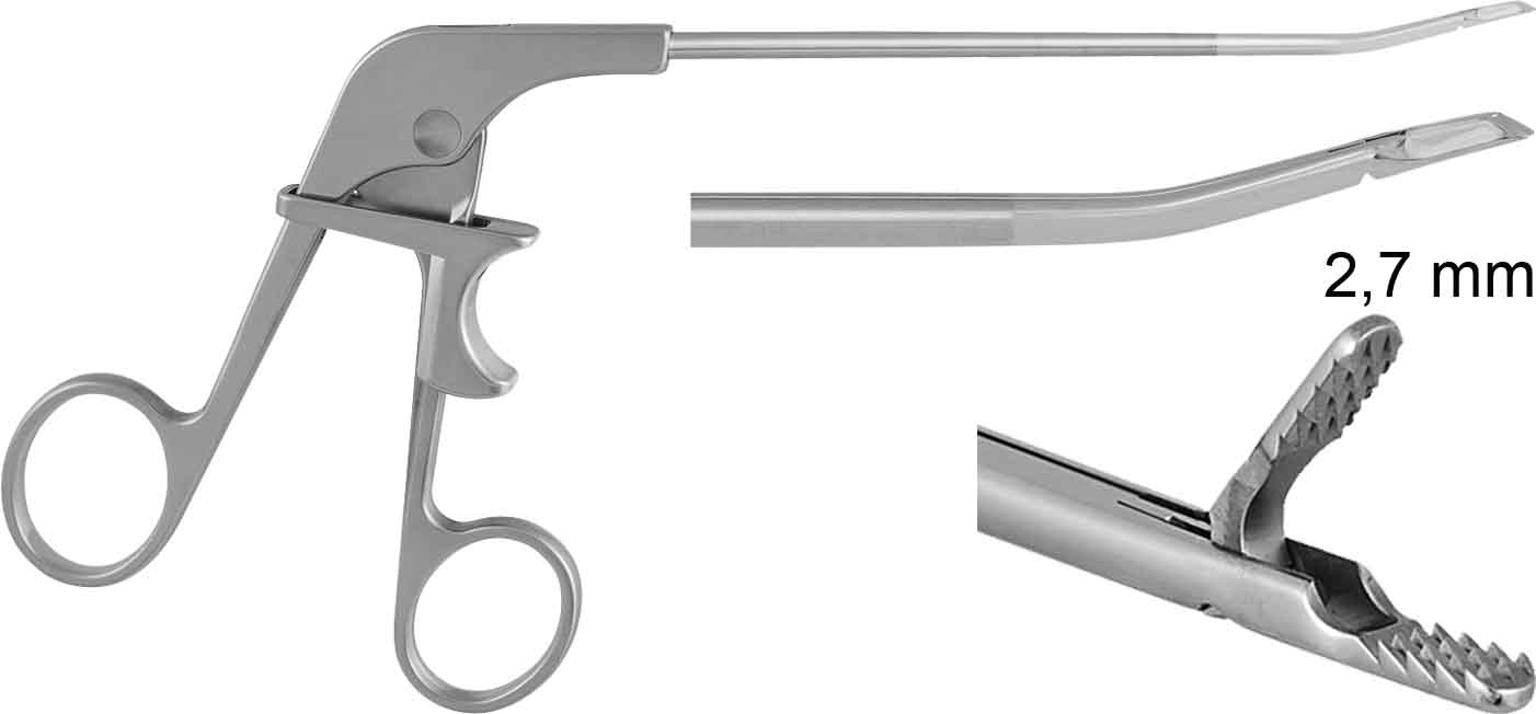 ALLIGATOR GRASPING FORCEPS, Ø 2,7MM, STRAIGHT, UPSWEPT WITH LOCK HANDLE 