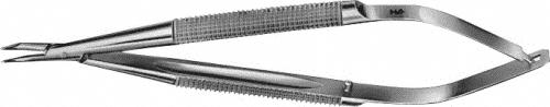BARRAQUER Micro Needle Holder, curved, 120 mm (4 3/4"), smooth, spring type, round handle, without ratchet, suture 9/0 - 11/0, non-sterile, reusable