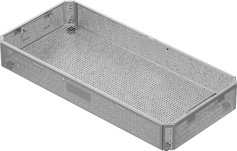PERFORATED BASKET 485X253X100MM SS WITH FEET 