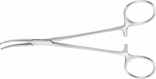 LERICHE Hemostatic Forceps, curved, 150 mm (6"), delicate, toothed (1x2), non-sterile, reusable