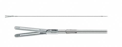 DORSEY ADTEC MONOPOLAR Grasping Forceps, jaw inserts, straight, 420 mm, diam. 5 mm, serrated, fenestrated, double action, reusable