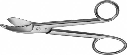 Plaster Shears, straight, 235 mm (9 1/4"), serrated (inside), 1 blade probe pointed, 1 large ring, non-sterile, reusable