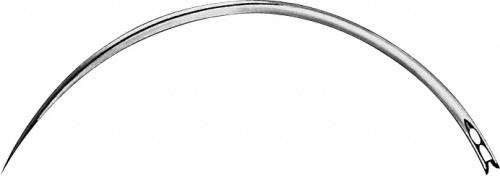 Needle, curved, 73 mm (2 3/4"), diam. 1,40 mm, Fig. 2, triangular body, non-sterile, reusable
