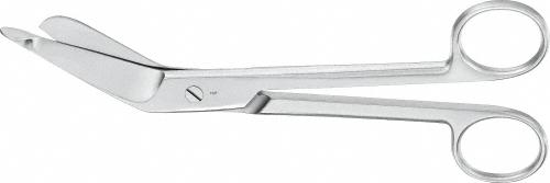 LISTER Bandage- And Cloth Scissors, angled to side, 180 mm (7"), 1 blade probe pointed, non-sterile, reusable