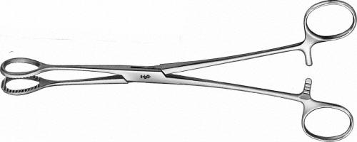 HEYWOOD-SMITH (MODIF.) Haemorrhoidal Forceps, straight, 210 mm (8 1/4"), oval, serrated, fenestrated, box lock, with ratchet, non-sterile, reusable